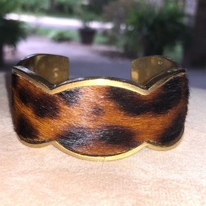 Patricia Nash - Elisabetta Leopard Leather Inset Cuff - M/L